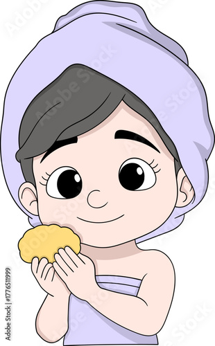 Woman Applying Foundation Makeup After Shower