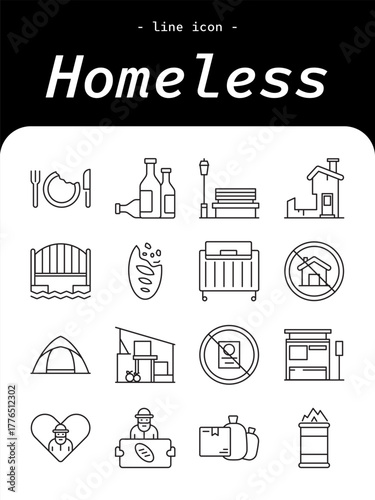 Homeless concept vector illustration, poverty and social care awareness in minimal design