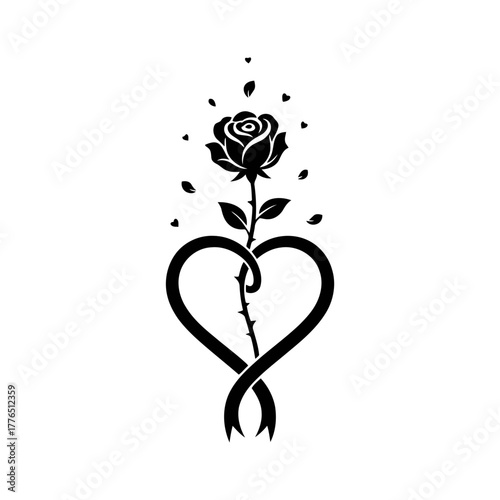 Vector art of rose with heart shape, love and romance concept