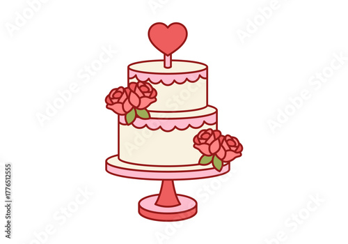 Wedding Cake Flat Colored Icon for Romantic Celebration