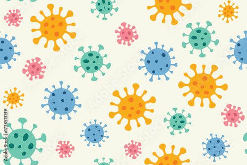 virus cells seamless pattern; perfect for healthcare, science, and medicine design projects- vector illustration
