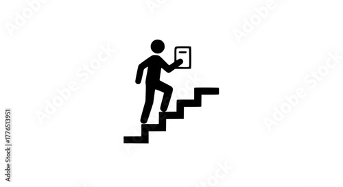 Job success promotion black white icon