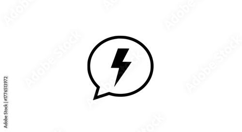 Lightning cloud talk black white icon 
