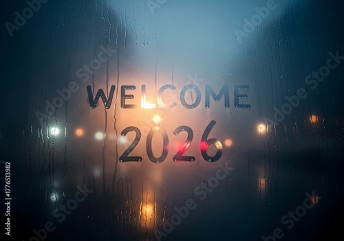 Welcome 2026 Rainy Window