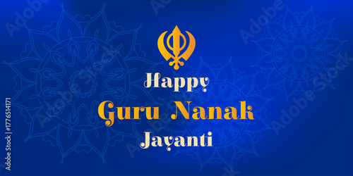 Guru Nanak Jayanti banner. Symbol of Sikhism. Vector.