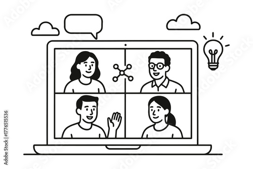 Diverse group of people collaborating remotely on a video conference call
