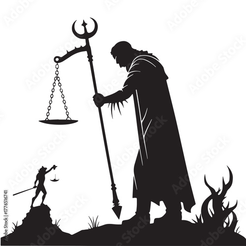 Black divine punishment Silhouette Vector, High Quality Illustration on White Background