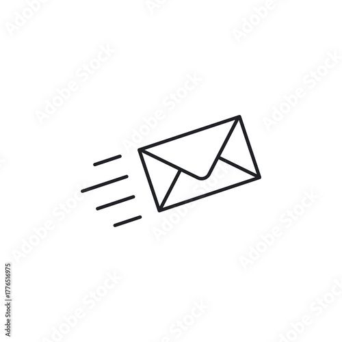 Flying Message Fast Sending Email Line Icon