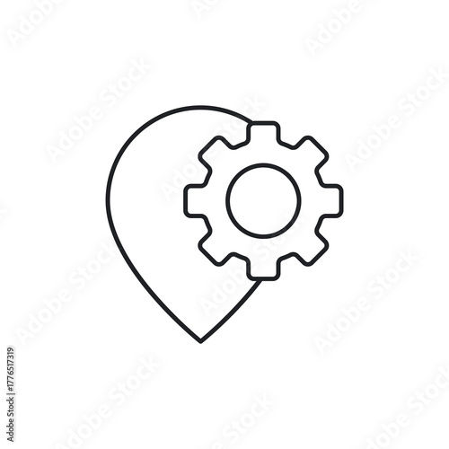 Map Pin and Gear Settings Line Icon