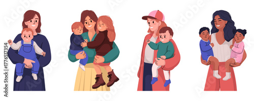 Set of Baby Child and Mother