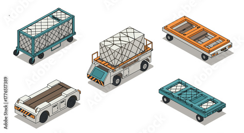 Isometric aviation cargo vehicles and equipment for efficient transport