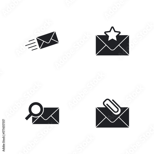 Solid Email, Flying Message, and Attachment Icons