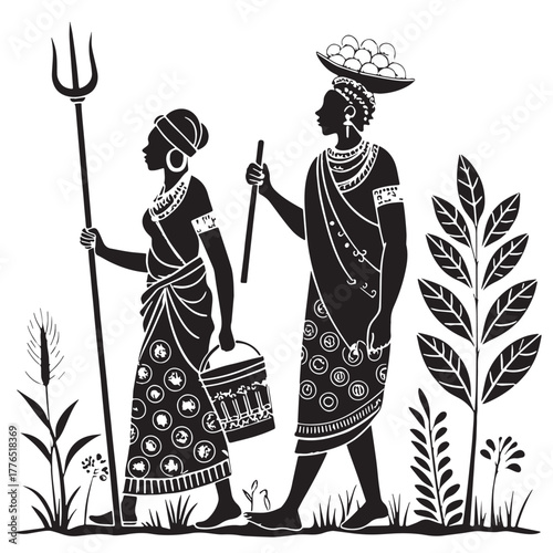 Black agricultural deities Silhouette Vector, High Quality Illustration on White Background