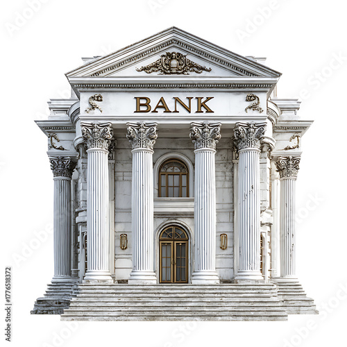 illustration of bank building on transparent background PNG
