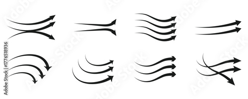 Airflow wave arrows icon set