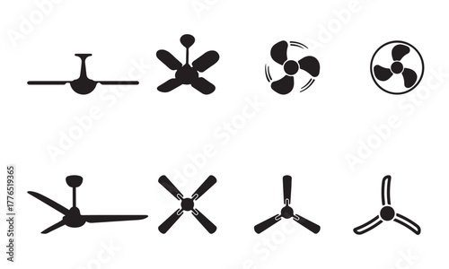 Modern ceiling fan icon set vector illustration