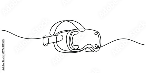 Continuous line drawing of a airtual reality headset