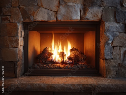 Wallpaper Mural Fireplace Insert: Natural Gas Fire for Home with Warm Stone Glow Torontodigital.ca