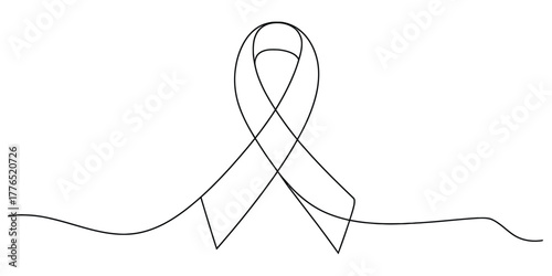Awareness ribbon symbol, continuous line drawing