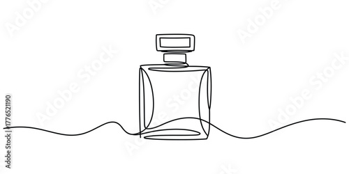 Single line drawing of a perfume bottle