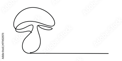 Mushroom drawn with a single continuous line art