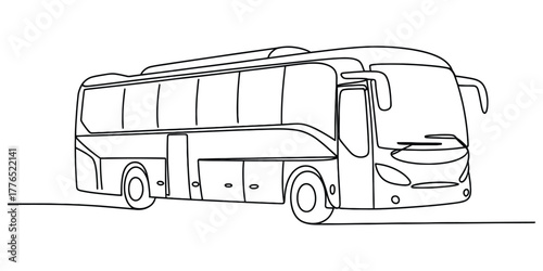 Continuous line drawing of a modern bus