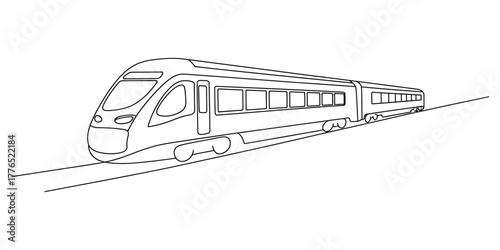 Continuous line drawing of a modern highspeed train