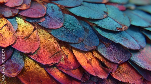 Makroaufnahme bunter organischer Schuppenstruktur mit natürlichem Muster
