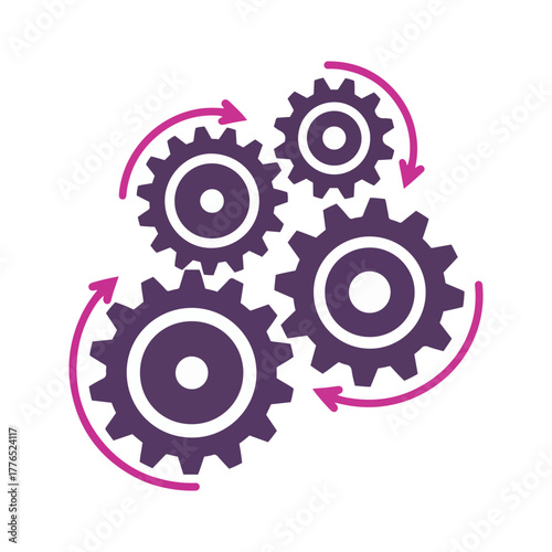teamwork realization concept clockwork vector illustration
