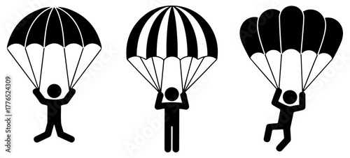 man parachute skydiving sport icon