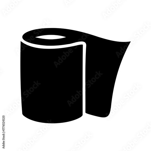 Toilet paper roll silhouette, a minimalist and essential hygiene representation