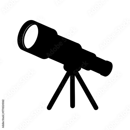 Silhouette of a telescope on a tripod used for astronomical observations