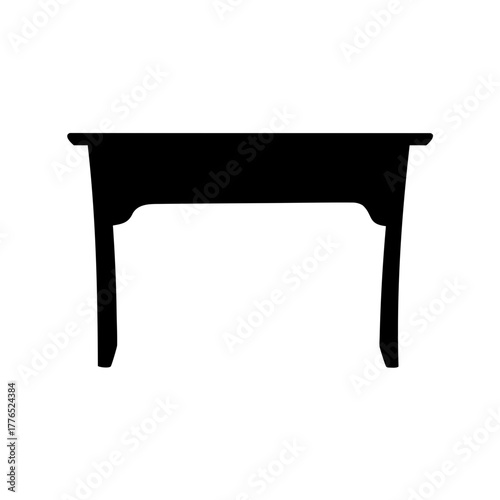 Silhouette of a Small Table with Curved Detail in a Minimalist Style