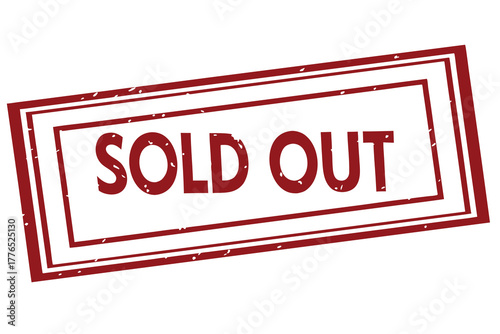 Impressively bold red sold out stamp indicates complete depletion of available stock currently