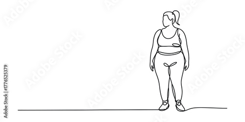 Continuous line drawing of a woman in sportswear