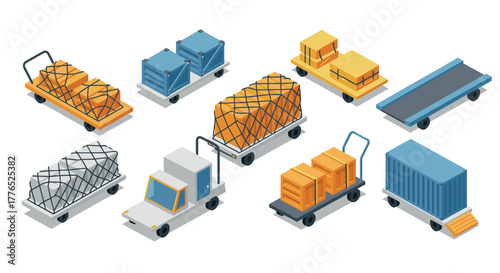 Isometric cargo transport efficient logistics and shipment solutions for modern warehousing
