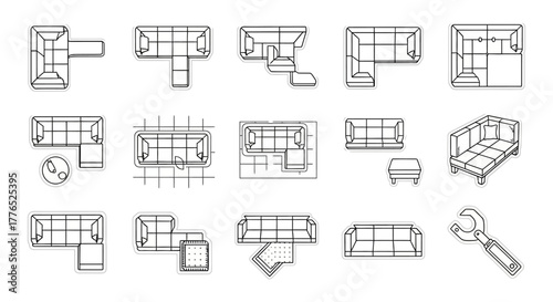 sofa arrangement plans for interior design layout showing furniture floor plans and room planning sketches for remodeling projects illustrating spatial planning