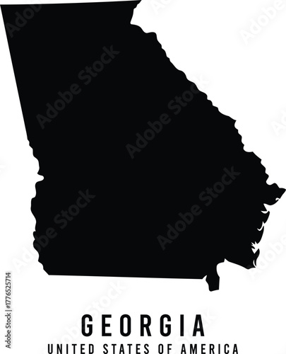 Georgia State Map Silhouette Vector on White Background