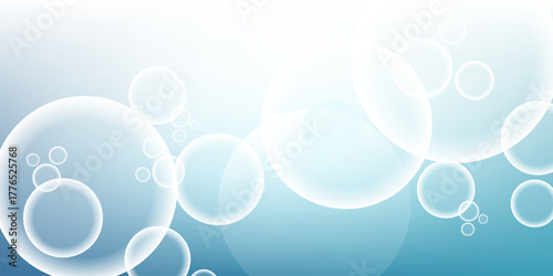 Abstract light blue gradient background and bokeh effect. Blurred water backdrop. Vector illustration design art water nice