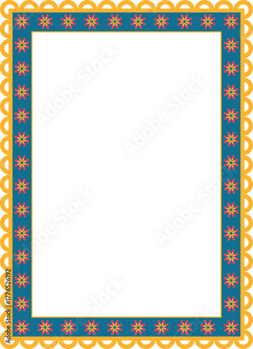 Vector frame with festive flowers on a transparent background. Mexican Fiesta - festive frame, story for social media. Design element for banners and posters.
