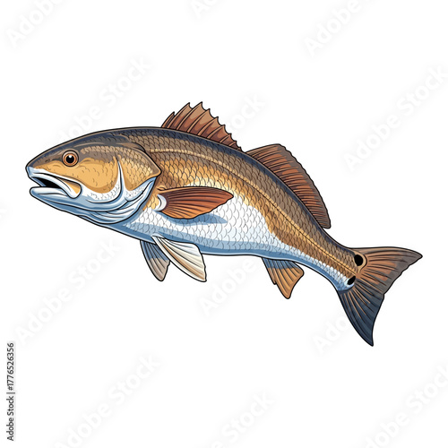 redfish fishing illustration logo vector image t shirt