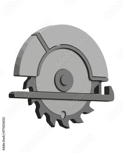 A close-up illustration of a circular saw blade, a powerful tool used for cutting wood and other materials with its sharp, serrated teeth