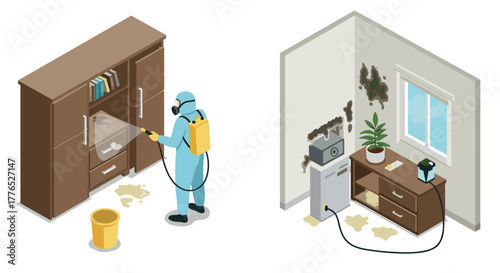 Professional mold removal and water damage cleanup in interior spaces