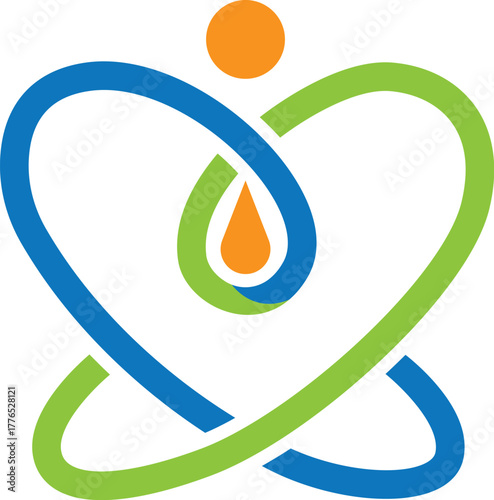 Heart Atom Care Logo Template Science Health Vector Design