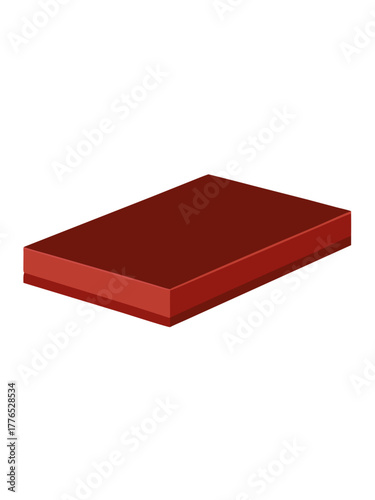 Cleanly rendered rectangular block in a deep red color, serving as a versatile geometric element, foundational base, or minimalist platform for product showcasing and graphic design