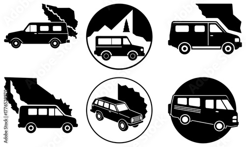 Adventure awaits with these offroad vehicle icons, perfect for travel blogs, outdoor brands, and exploring the great outdoors in stylish comfort and freedom