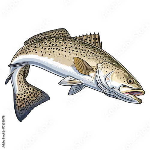 speckled trout fishing illustration logo vector image t shirt