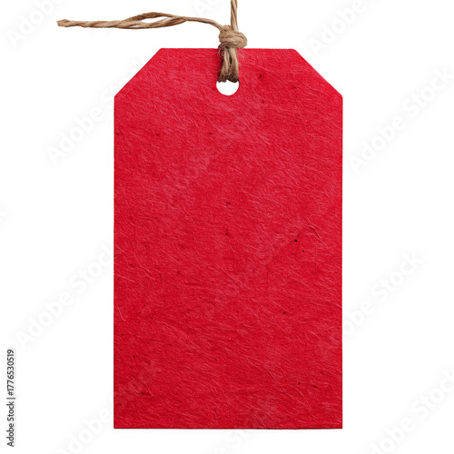 Red Tag With String for Labeling Items or Gifts in a Simple, Clean Design
