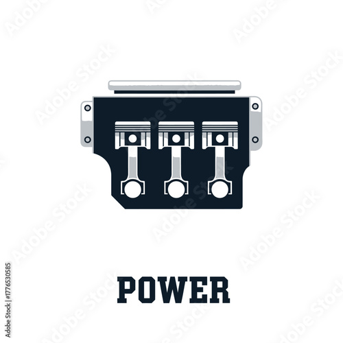 Engine Block Pistons Power Logo
