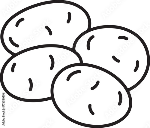 Potatoes line art, coloring book page line art drawing, vector and illustration